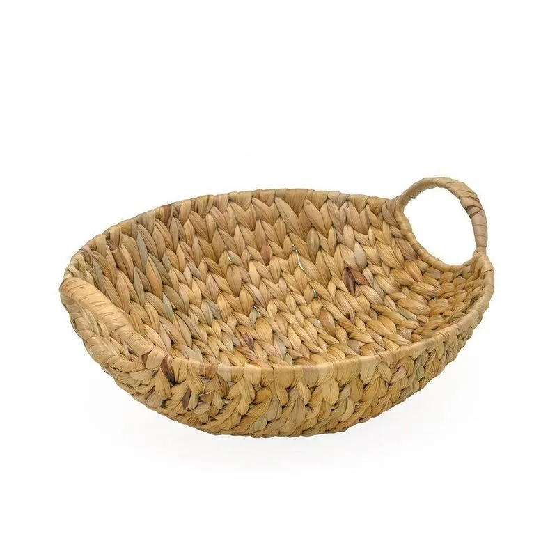 Cesta De Rattan Decorativa Redonda Com Alças 27x27x9cm