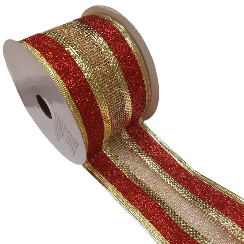 FITA NATALINA DOURADO E VERMELHO