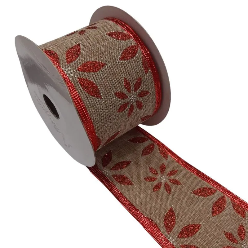 FITA NATALINA BEGE E VERMELHO