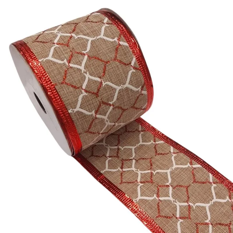 FITA NATALINA BEGE E VERMELHO E BRANCO