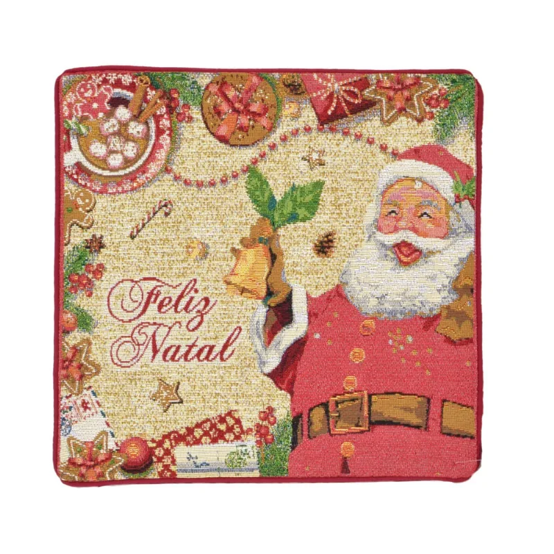 Capa de almofada natal com papai noel 45x45cm