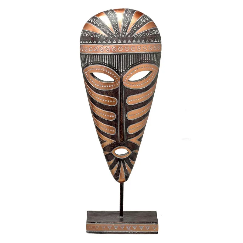 Escultura mascara aborigene decorativa com base 50cm