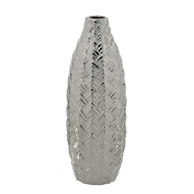Vaso decorativo prata ceramica 40cm
