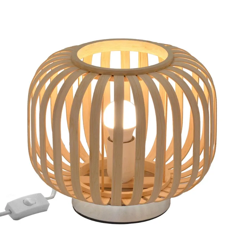 Luminaria de mesa em bambu decor bivolt