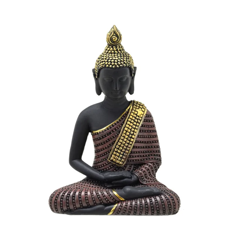 Escultura buda decorativo preto marrom E dourado 12cm