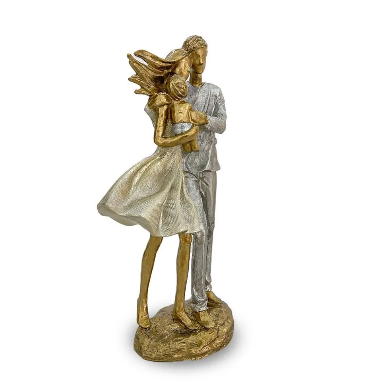 Estatueta Familia De Resina Decoração 25,5Cm