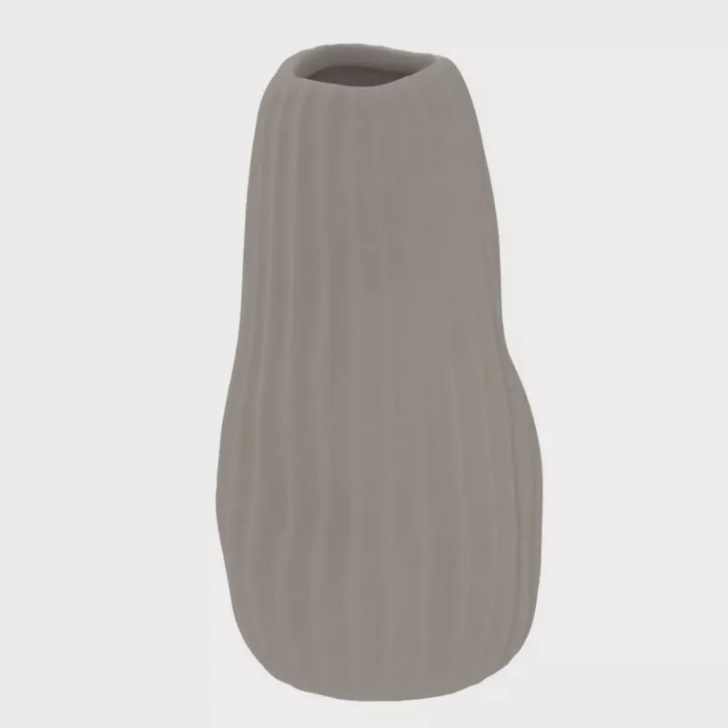 Vaso decorativo em cerâmica cinza irregular 3D 21cm