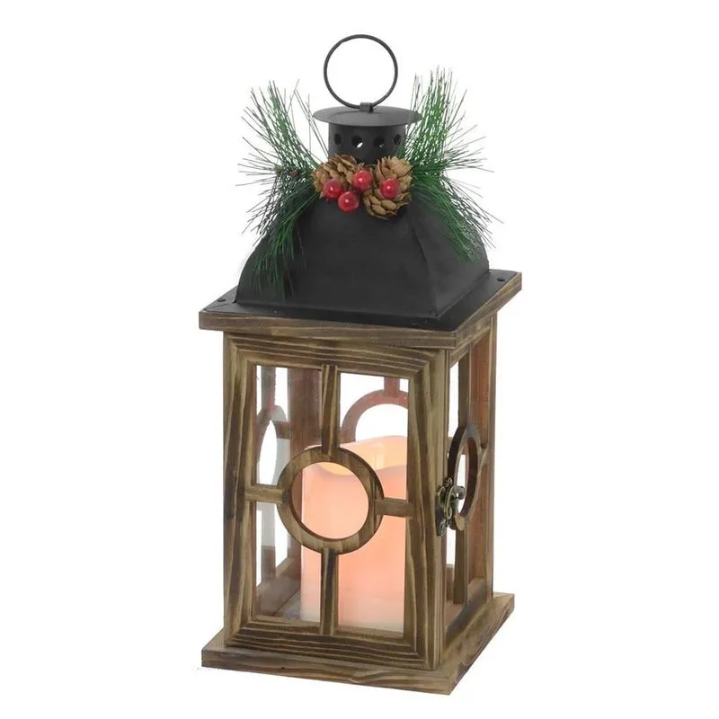 Lanterna natalina decorativa com luz 30,5cm