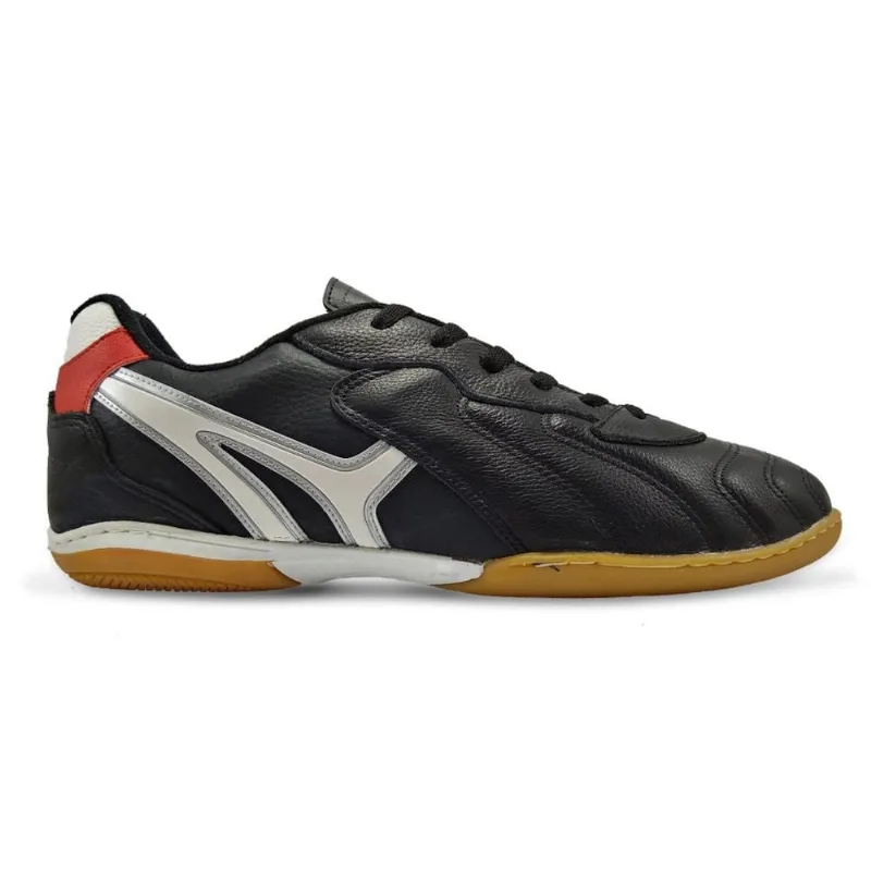 Chuteira Futsal Mathaus Veneza Couro Preto Masculino Tamanhos Especiais 47 / Preto-branco