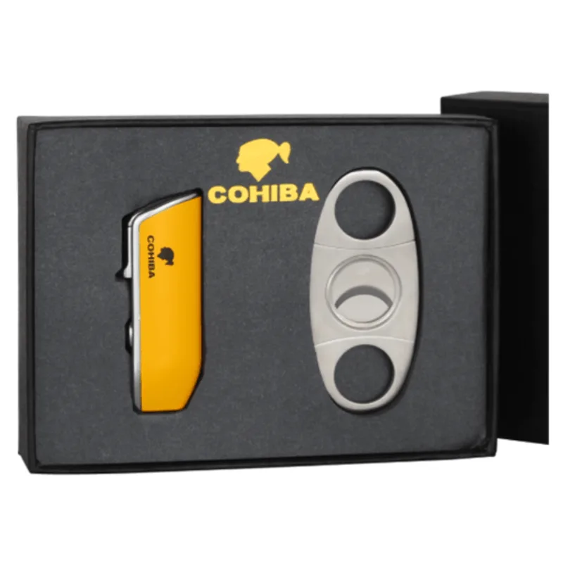 Kit Cortador De Charuto Luxo C/ Isqueiro Profissional Cohiba