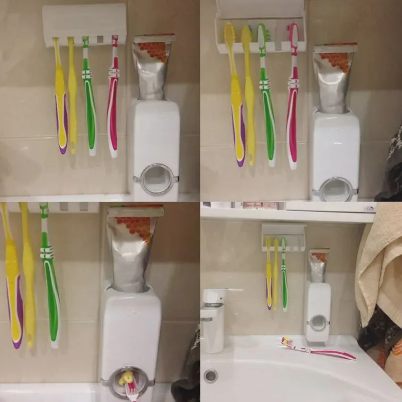 Suporte Para Pasta De Dente Dispenser Com Suporte Para Escoca Branco.