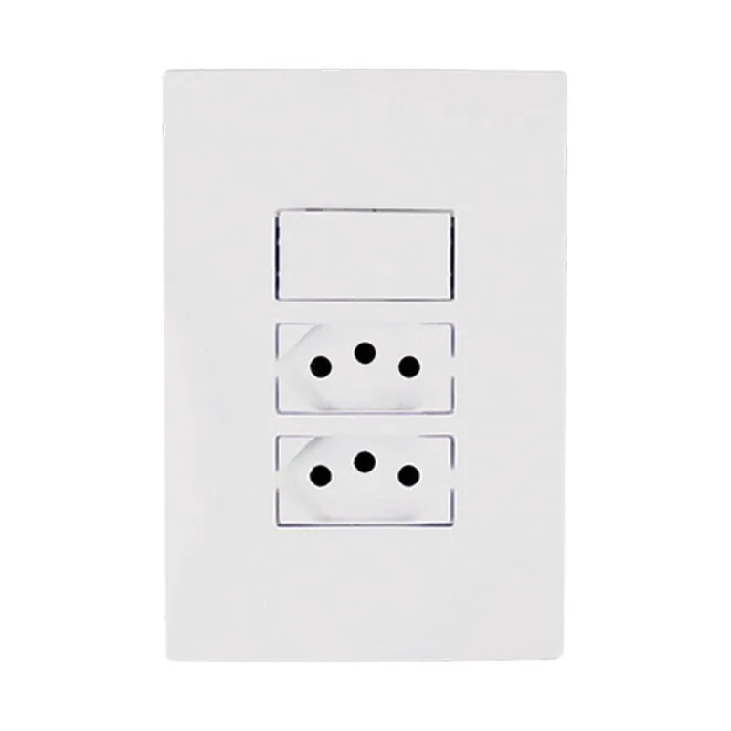 Interruptor Ilumi I9 Tecla Simples + 2 Tomadas 2P + T 10A 250V - Ilumi