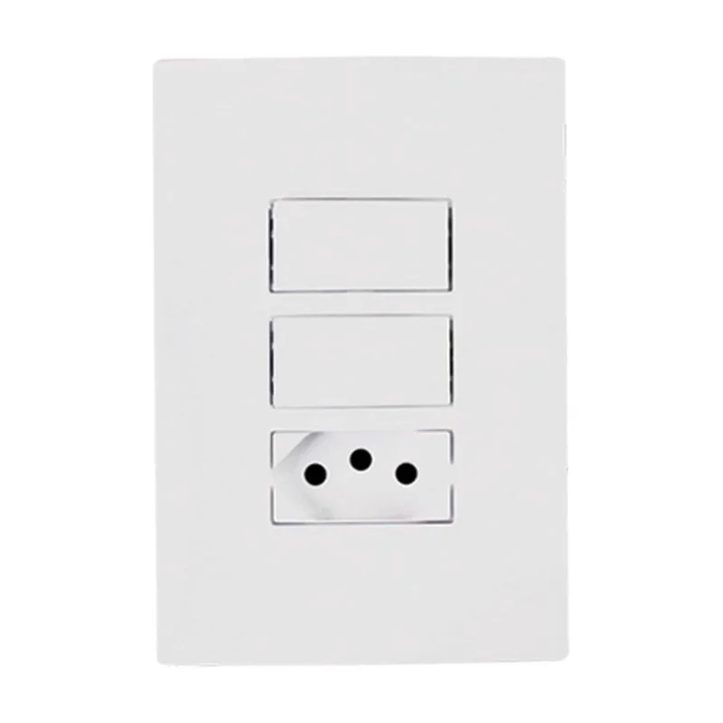 Interruptor Ilumi I9 2 Teclas Simples + Tomada 2P + T 10A/250V - Ilumi