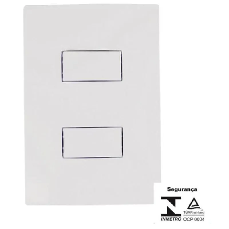 Interruptor Paralelo 2 Teclas Com Placa Horizontal 4x2 I9 Branco Ilumi Materiais Elétricos
