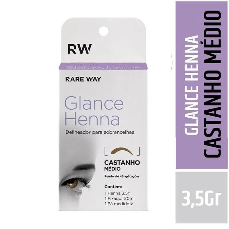 Kit Henna Para Sobrancelhas Glance Castanho Médio Rare Way