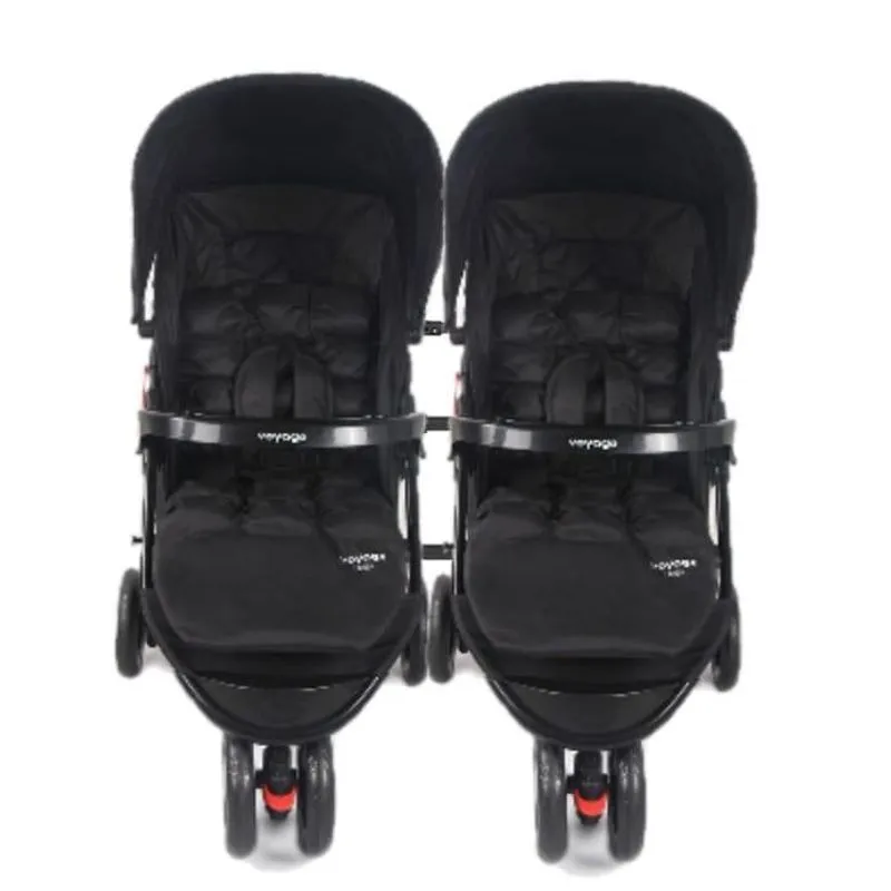 Kit 2 Carrinhos Delta Preto Com Conector Para Gemeos
