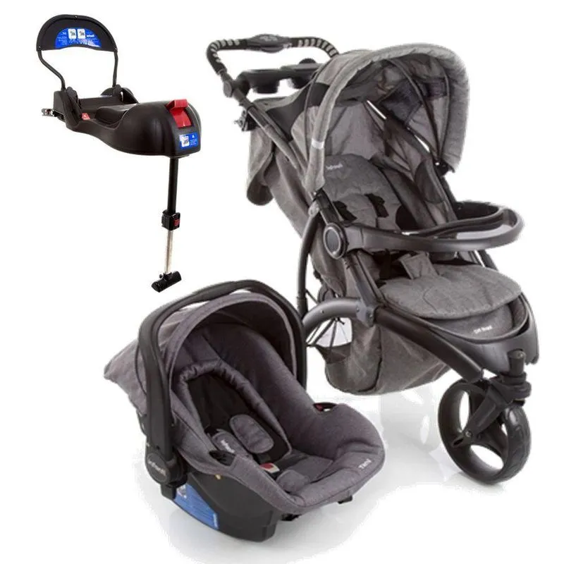 Carrinho de Bebê com Bebê Conforto e Base Infanti - Off Road - Grey Cold (Cinza)