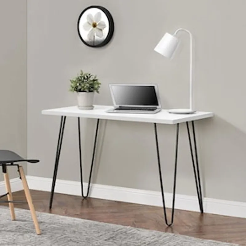 Mesa Dorel Owen Desk MDP e Aço com Pés de Metal – Branca