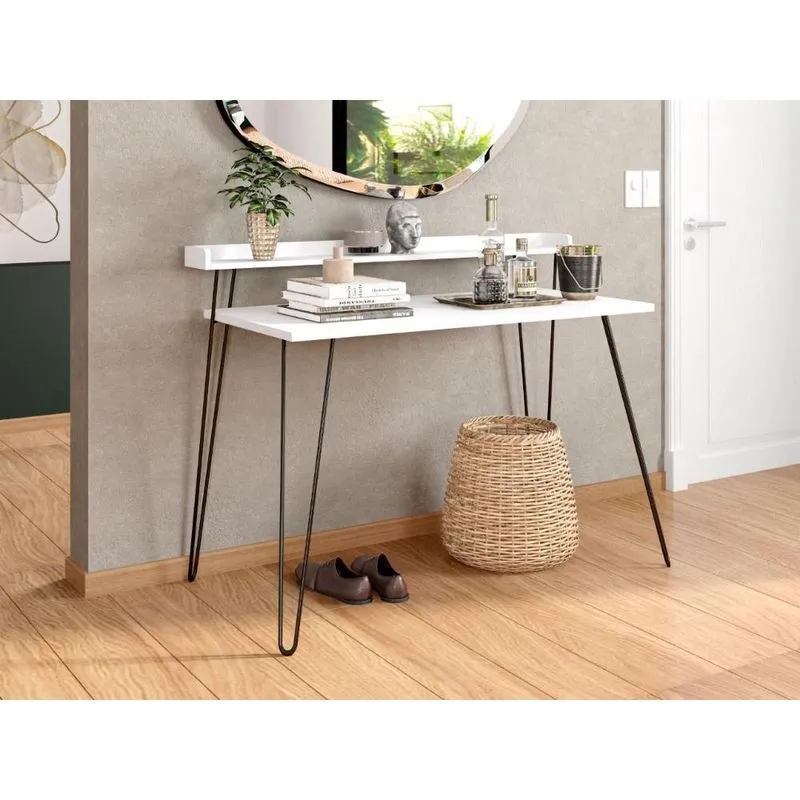 Aparador Duplo Haven Desk Branco Com Pés De Metal Preto