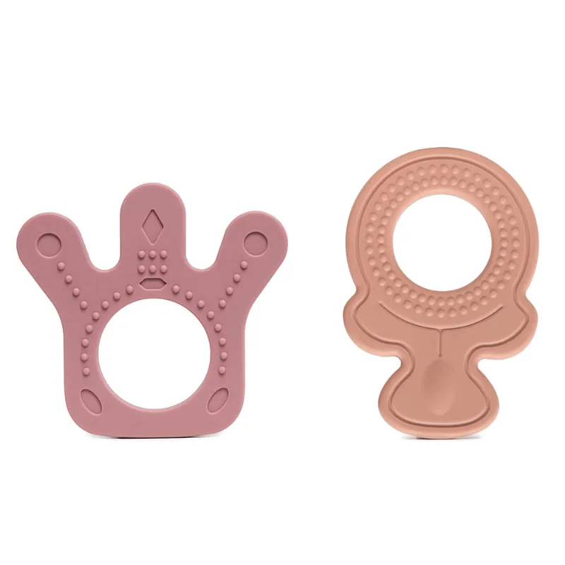Kit 2 Mordedores de Silicone Texturizado Rosa e Terracota