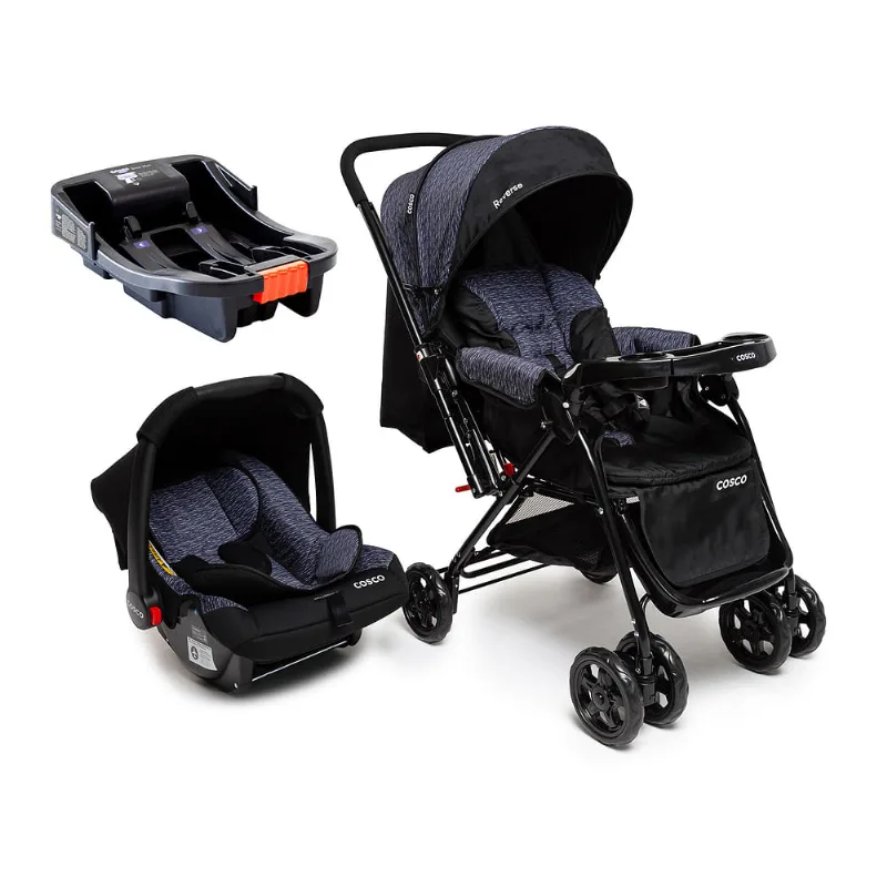 Travel System Reverse Trio Preto Rajado