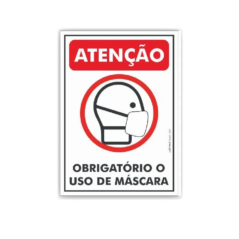 Placa De Sinalização Uso Da Máscara - Vermelha 24X32Cm