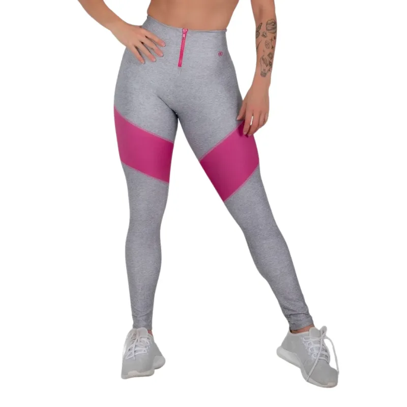 Calça Legging Estampa Digital com Zíper no Cós Pink Phase