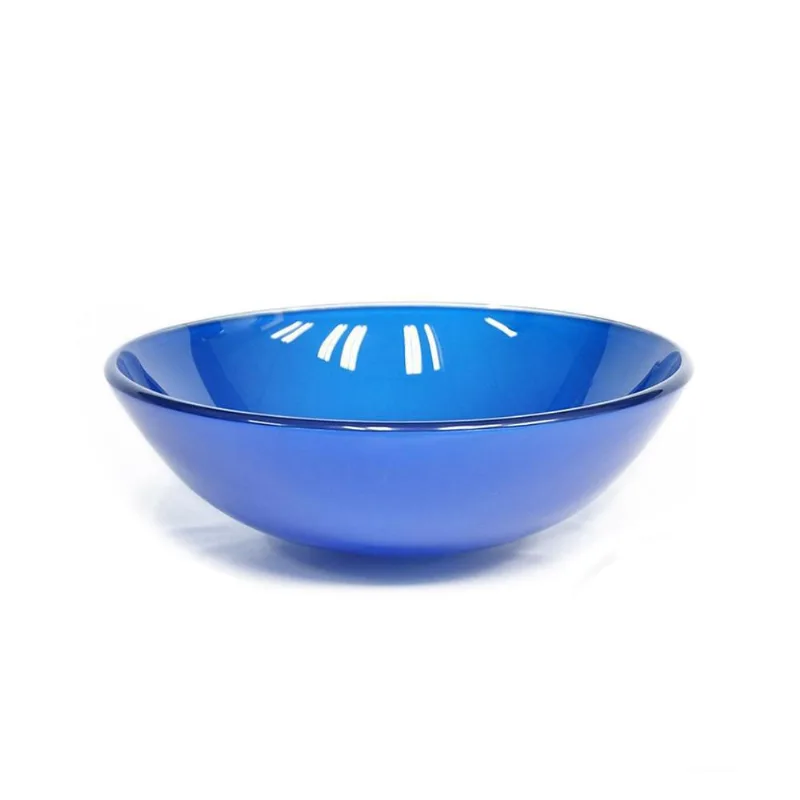 Cuba De Vidro Redonda 31 Cm Azul Escuro