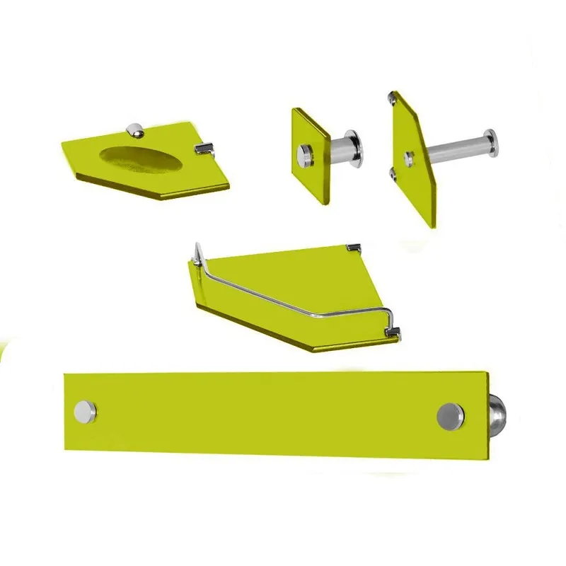 Kit Banheiro Vidro Luxo Canto 5 Peças - Amarelo