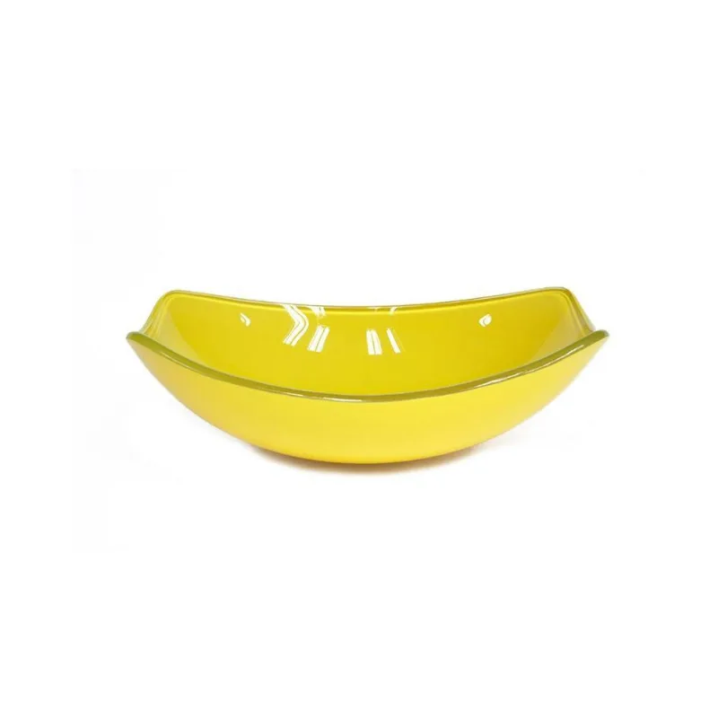 Cuba De Vidro Oval Chanfrada 51cm Amarela