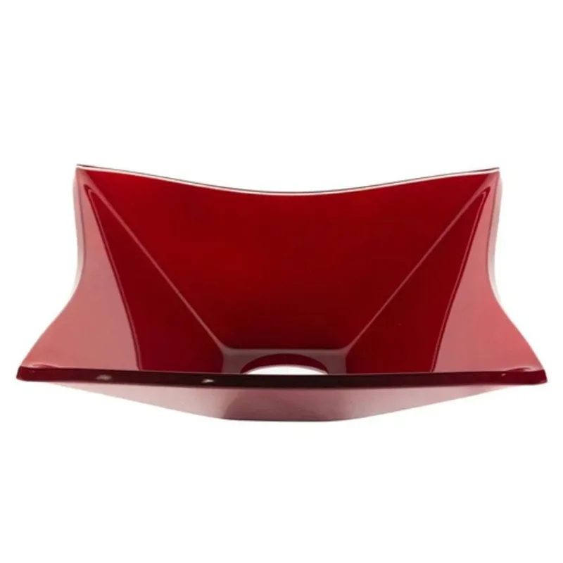 Cuba de Vidro Quadrada 31cm Vermelho Cereja