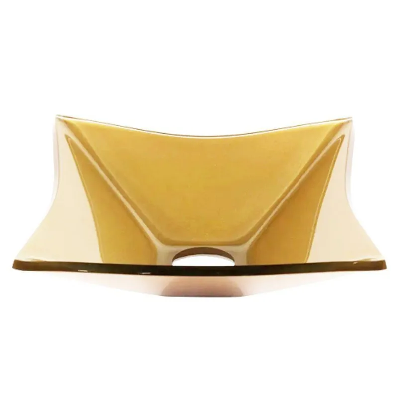 Cuba de Vidro Quadrada 31cm Dourado Real