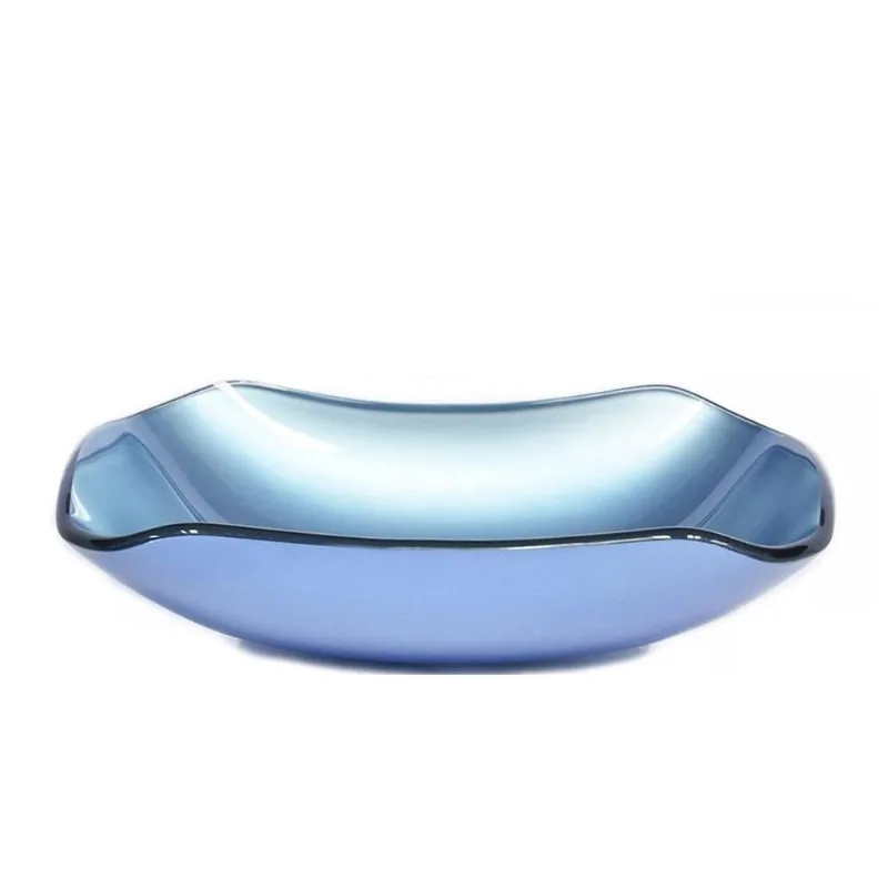 Cuba De Vidro Retangular Abaulada 45Cm Azul