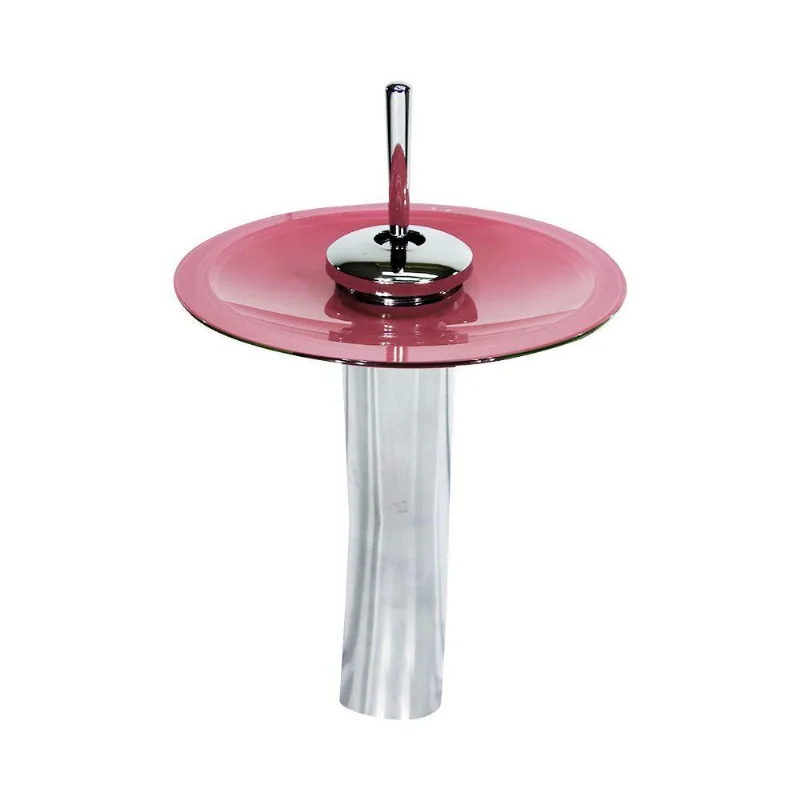 Torneira Monocomando De Vidro Redonda Alta Rosa