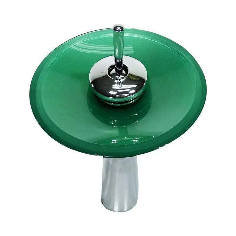 Torneira Monocomando De Vidro Redonda Alta Verde