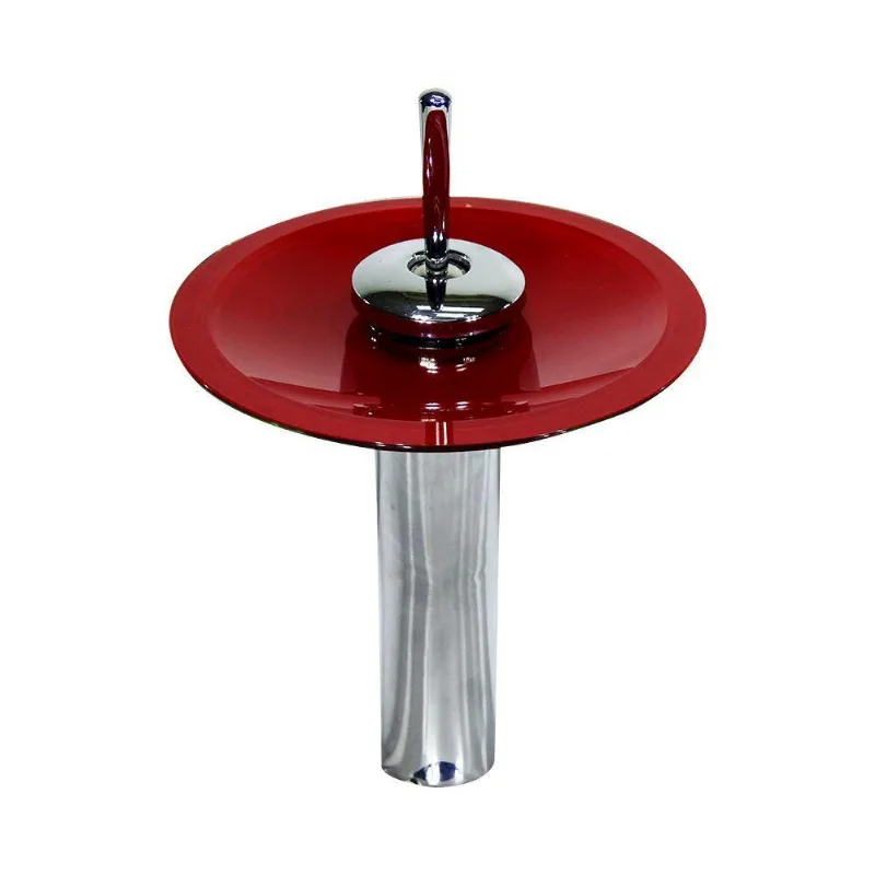 Torneira Monocomando De Vidro Redonda Alta Vermelho Ferrari
