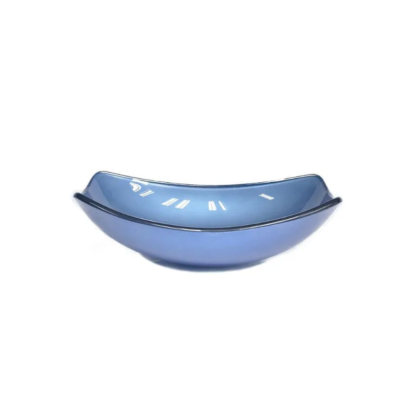 Cuba De Vidro Oval Chanfrada 46Cm Azul