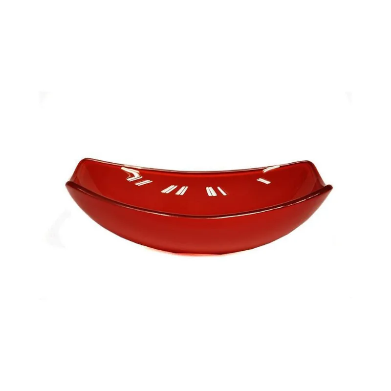 Cuba De Vidro Oval Chanfrada 46Cm Vermelho Cereja