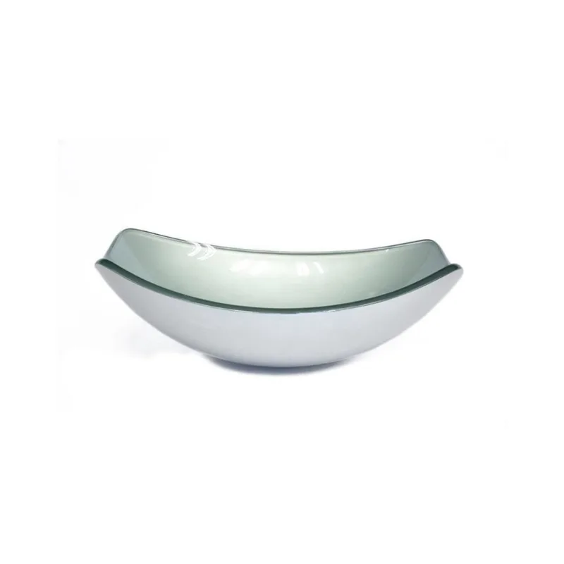 Cuba De Vidro Oval Chanfrada 46Cm Prata