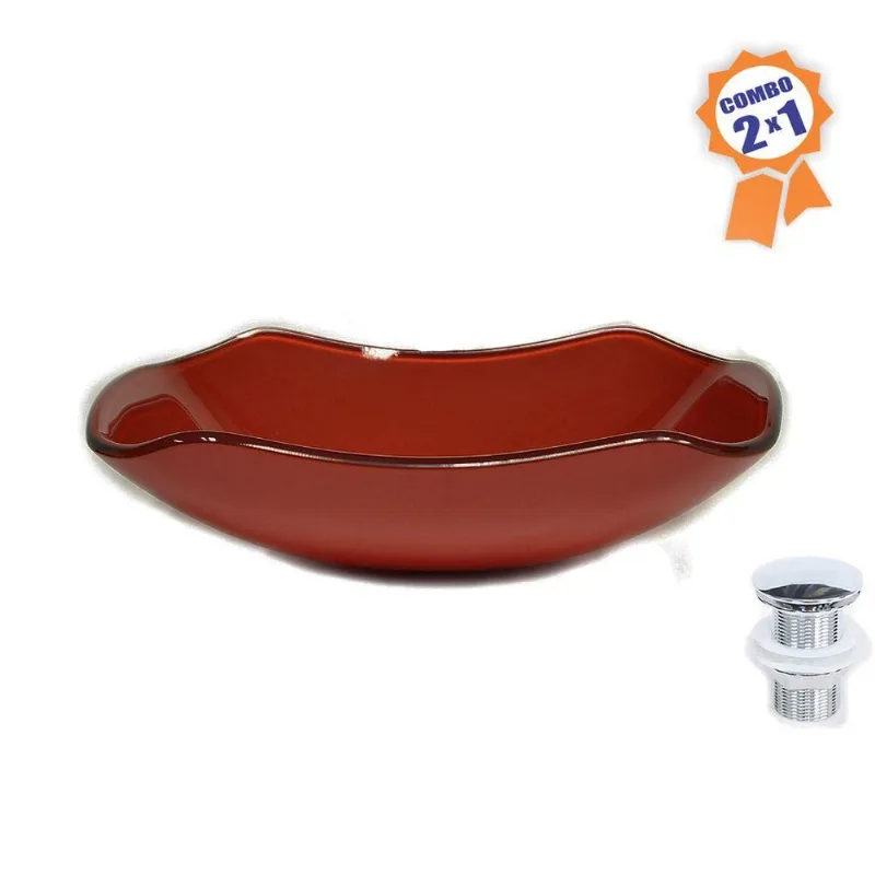 Cuba De Vidro Retangular Abaulada Vermelho Cereja+Válvula