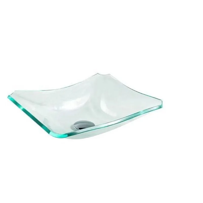 Cuba De Vidro Retangular Chanfrada 39Cm Jateada