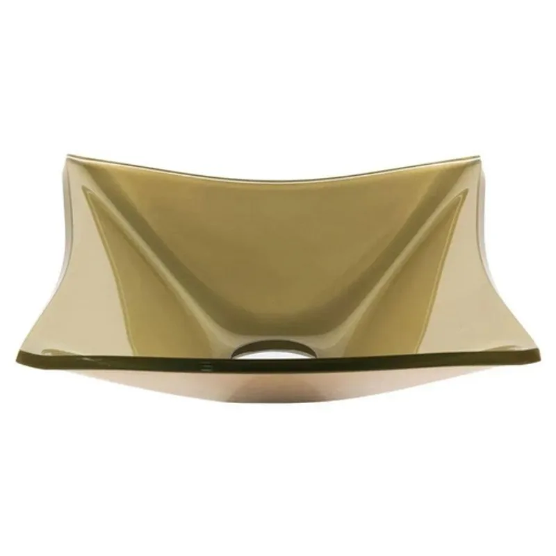 Cuba de Vidro Quadrada 31cm Champanhe