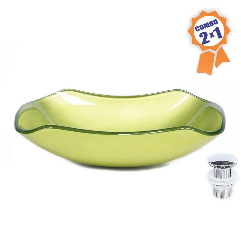 Cuba De Vidro Retangular Abaulada 45cm Verde +Válvula