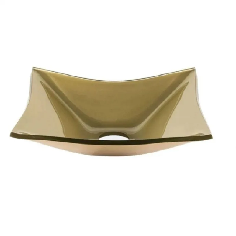 Cuba de Vidro Retangular 39cm Champanhe