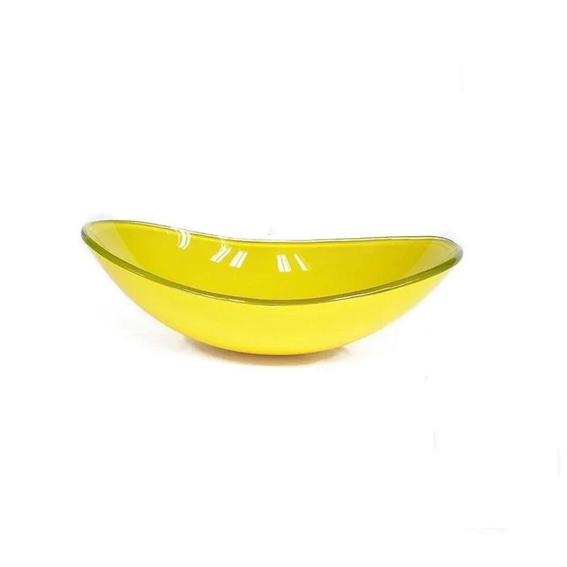 Cuba De Vidro Para Lavatório Oval 55cm Amarelo