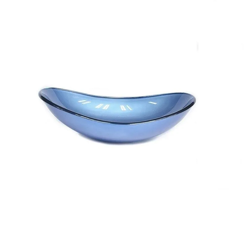 Cuba De Vidro Para Lavatório Oval 55cm Azul