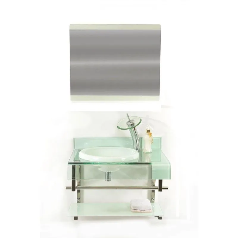 Gabinete De Vidro 60cm Curvado Duplo Inox Com Cuba ChapÉu - Branco