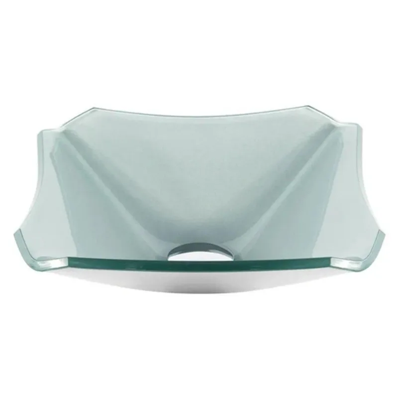 Cuba de Vidro Quadrada Chanfrada 30cm Prata