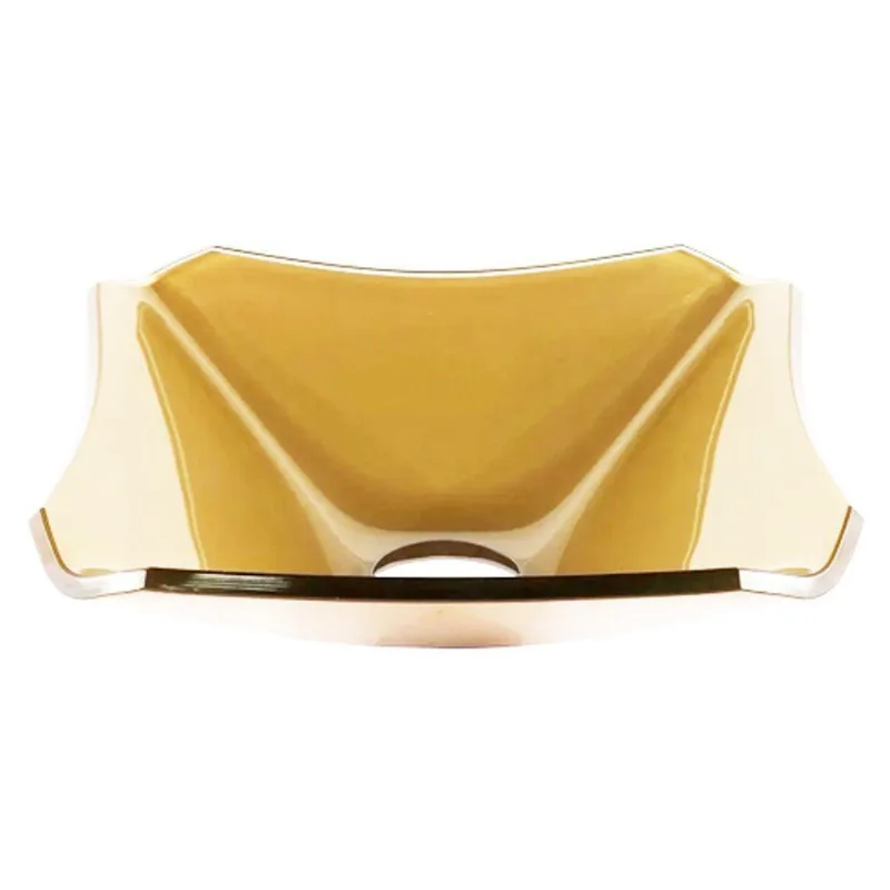 Cuba De Vidro Quadrada Chanfrada 30cm Dourado Real