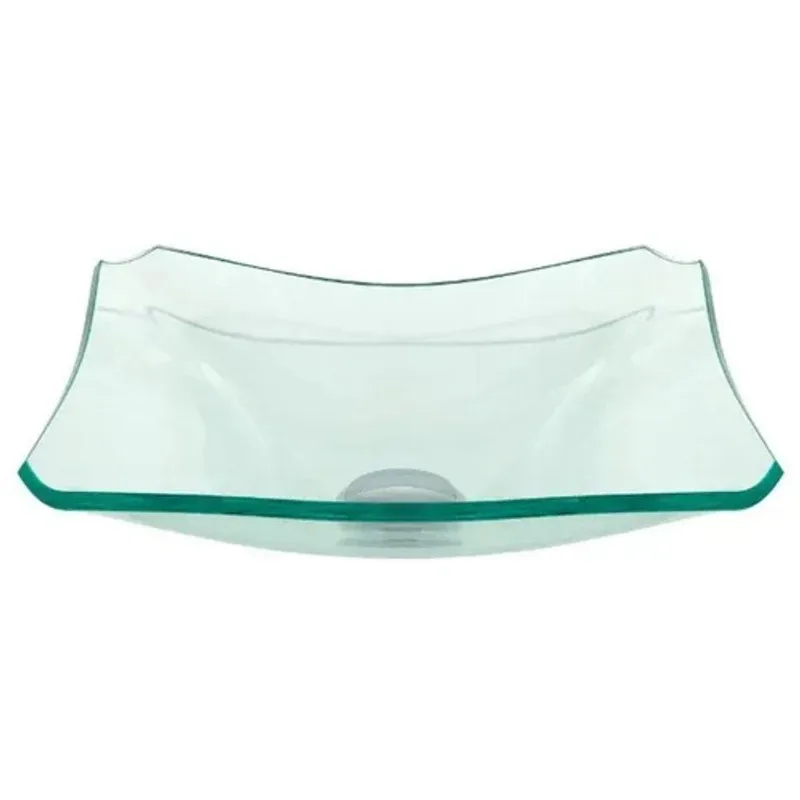 Cuba de Vidro Quadrada Chanfrada 34cm Jateada